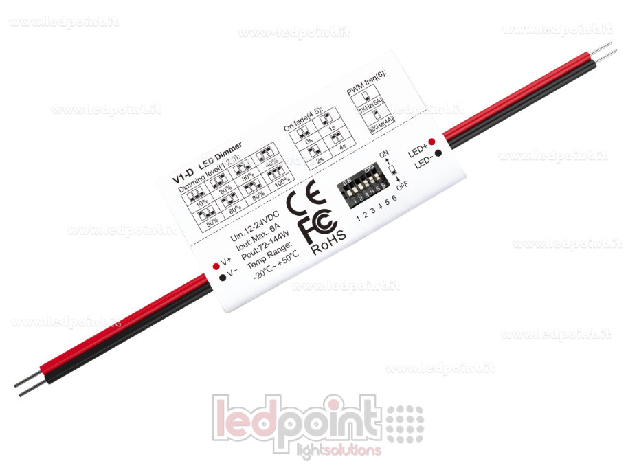 Mini Controlador 12-24V, 1ch 6A (sin RF)