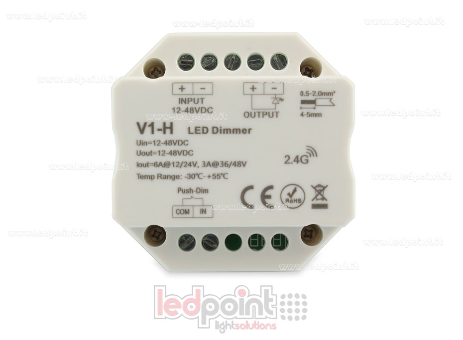 Controlador monocromático con interruptor para caja de conexiones de pared 1CH*4A/8A 12-48VDC, RF 2.4G