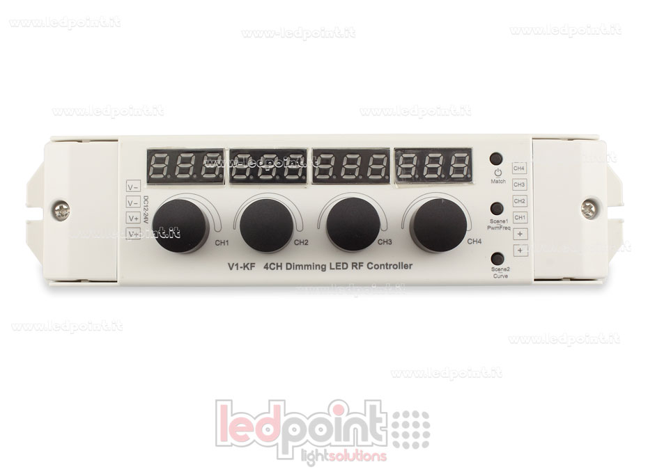 Receptor controlador monocromático con 4 botones, 12-24V, 4ch*4A, RF 2.4G