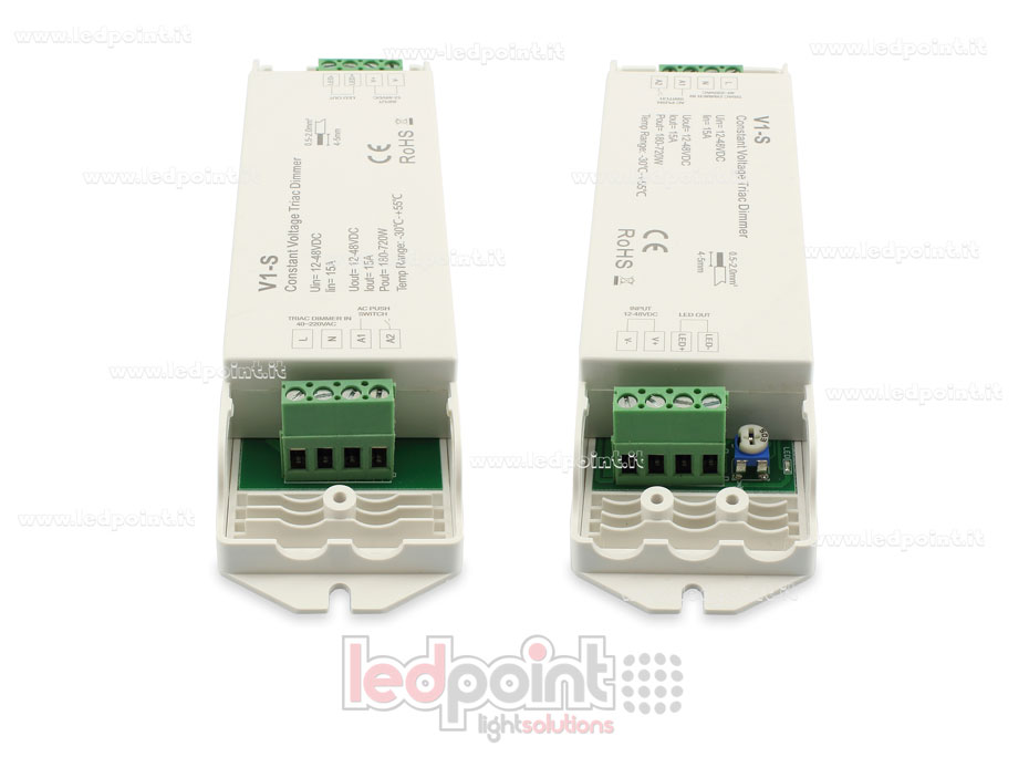 Dimmer monocromático con interruptor y triac 12/48V, 1ch*15A 
