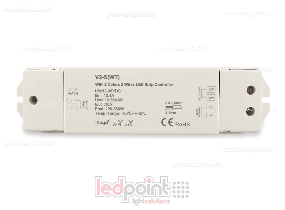 Receptor controlador para CCT con 2 hilos  12-36V, 1ch*10A, RF 2.4G
