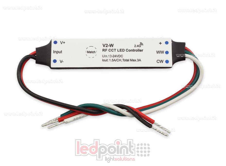 Mini dimmer receptor para instalación en perfiles de aluminio, CCT, 12/24V, 2ch 1,5A/CH, RF 2.4G