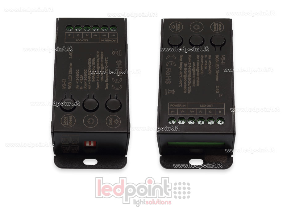 Controlador receptor RGB 12-24V, 3ch*6A con 3 interruptores y PWM seleccionable, RF 2.4G