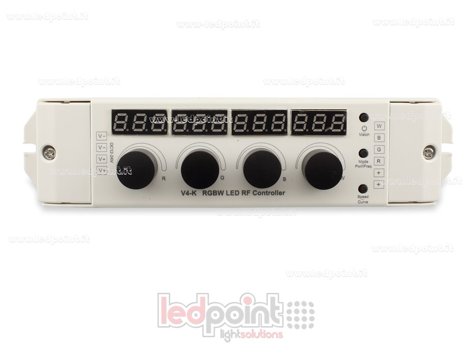 Controlador RGBW con 4 pomos 12/24V, 4ch*4A, RF 2.4G