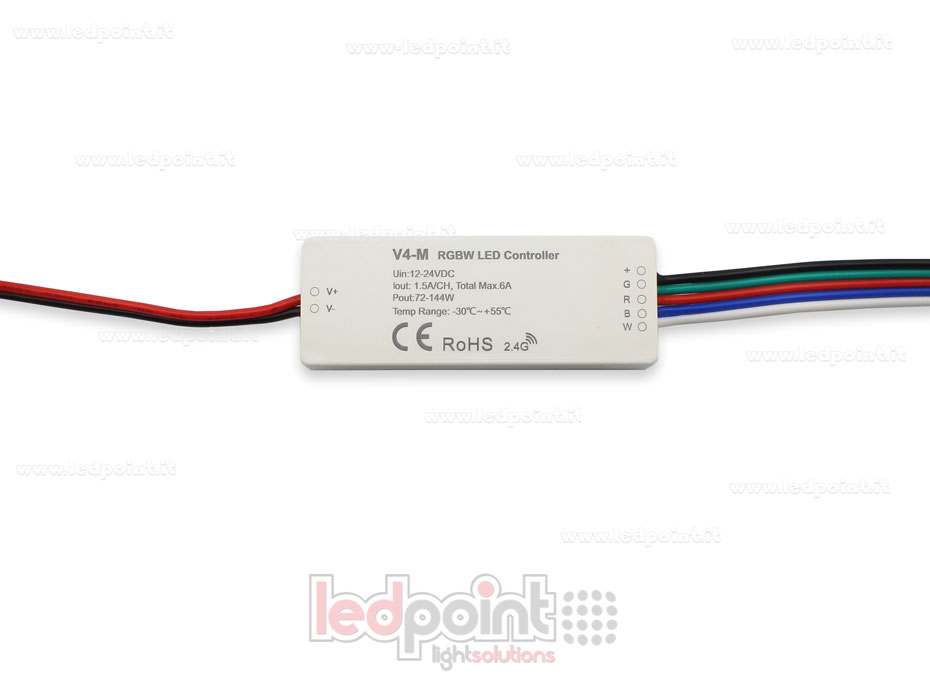 Mini dimmer receptor RGBW 12/24V, 4ch*1,5A, RF 2.4GHz