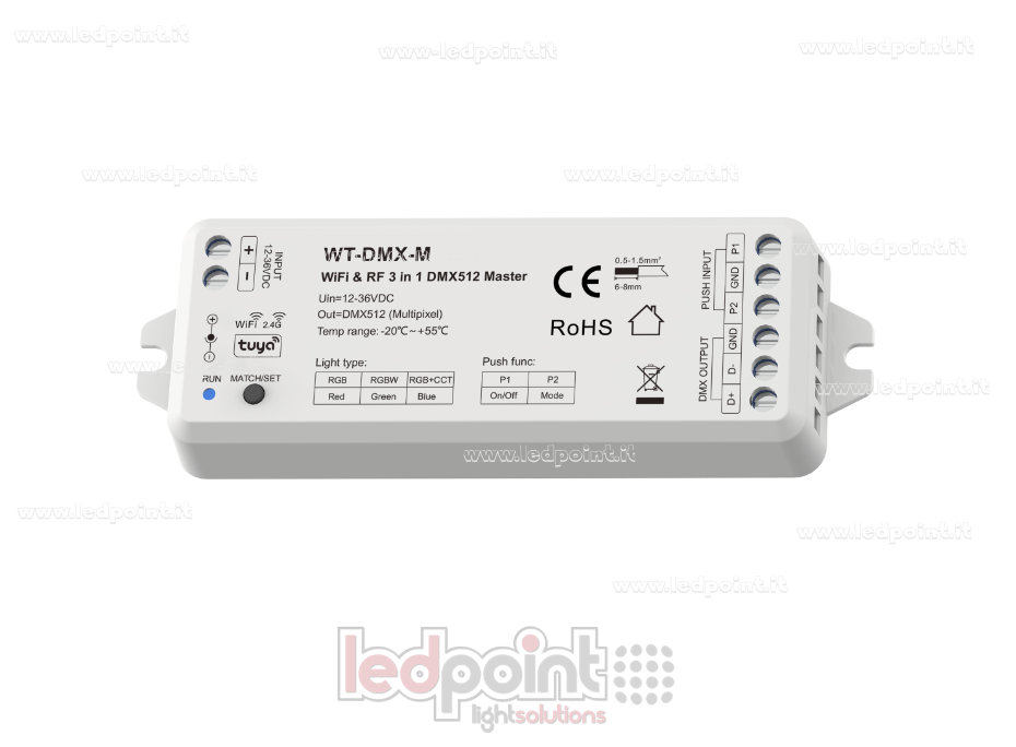 Máster Wi-Fi y RF 2,4 GHz 3 en 1 DMX512 12-36 V