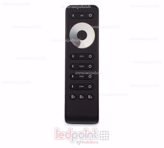Imagen de Mando a distancia monocromático, 1 zona, 4 canales, 3 escenas, negro, 13 teclas, RF2.4G