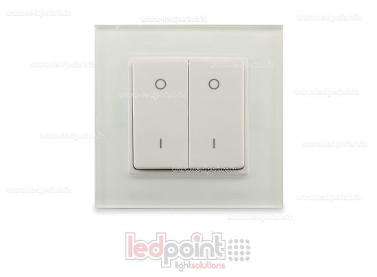 Imagen de Mando de pared en vidrio 86x86mm monocromático 2 zonas RF2.4G