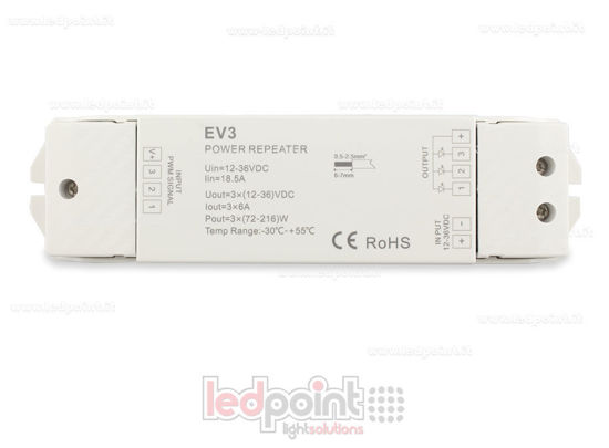 Imagen de Amplificador RGB 12-36V 18A (3 canales de 7A)