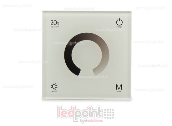 Imagen de Controlador y mando a distancia de pared blanco monocromático táctil 4CH*3A 12-24VDC RF2.4G
