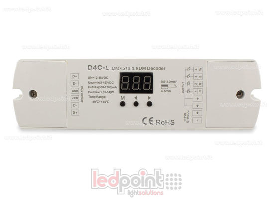 Imagen de DMX 512 descodificador, corriente constante 4 canales de 350-1200mA cada uno, tensión 12-48V DC