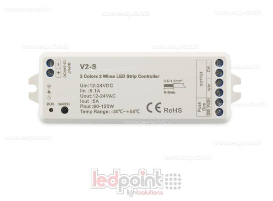 Imagen de Receptor controlador para CCT con 2 hilos  12-24V, 1ch*5A, RF 2.4G