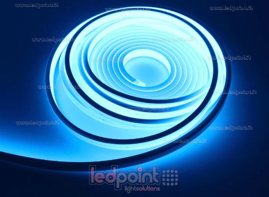 Imagen de Tira de led 5m azul hielo 2025 264leds/m 24V 12W/m, IP67 silicona sólida blanco