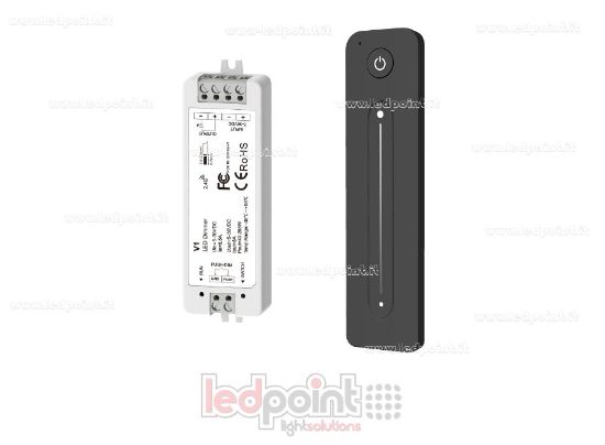 Imagen de Kit de control remoto + controlador monocromático con botón 5/36V, 1ch*8A, RF 2.4G