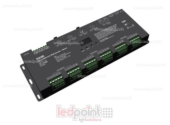 Imagen de Decodificador DMX512 de 24 canales con pantalla OLED, 4A por canal, entrada 12-24V CC