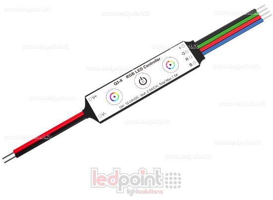 Imagen de Mini Receptor Dimmer RGB 12/24V, 3 canales*2,5A, 3 Botones, sin RF