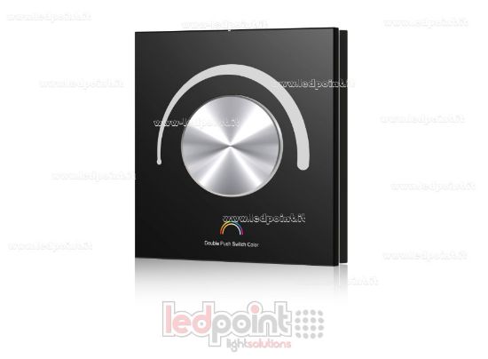 Imagen de Control Remoto de Pared WiFi y RF, 12-48VCC, 3 Canales x 4A, 86x86mm, 1 Zona con Rueda Giratoria, Negro