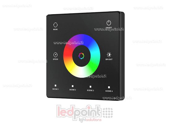 Imagen de Mando a distancia de pared SPI RF RGB, RGBW, a pilas, negro, 3 V CC, RF 2,4 GHz