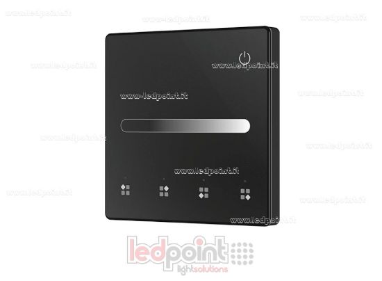 Imagen de Mando a distancia de pared monocromático, a pilas, negro, 4 zonas, RF 2,4 GHz