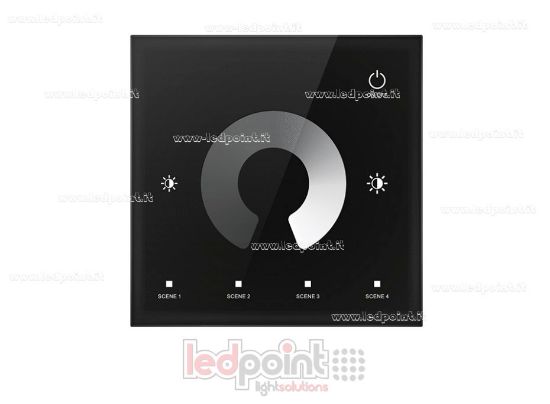 Imagen de Controlador y mando a distancia de pared negro monocromático táctil, 4 canales*3 amperios, 12-24 V CC, RF 2,4 GHz