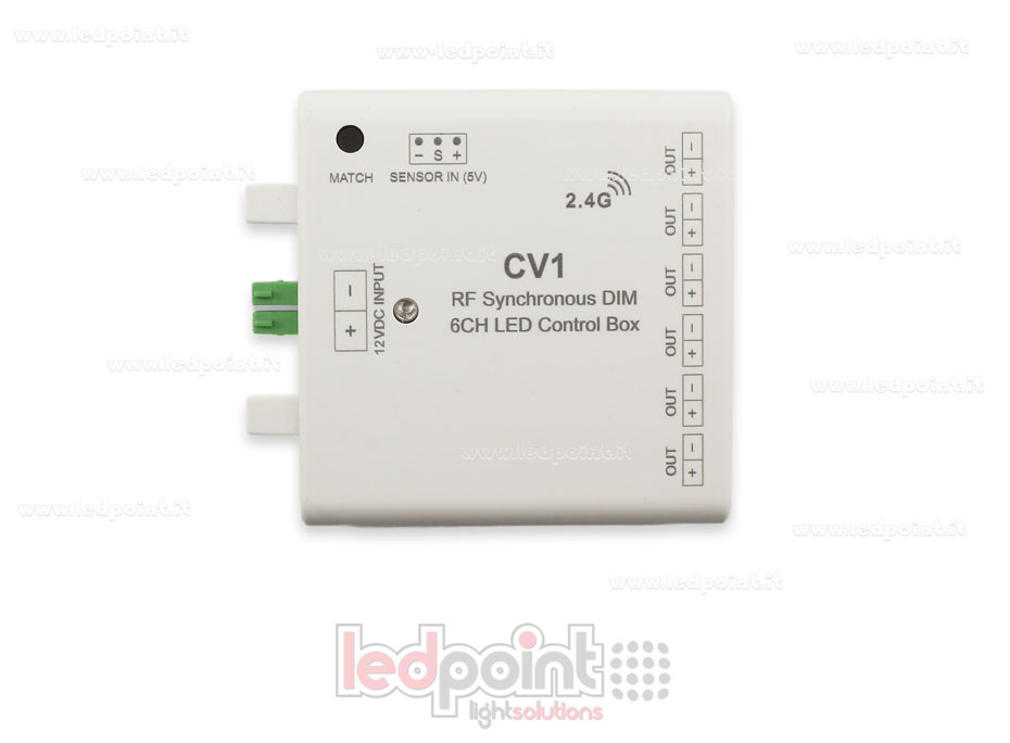 Interfaz dimmer 6ch 60W 12V-24V, RF 2.4GHz con entrada para sensor SK-CV1-12v