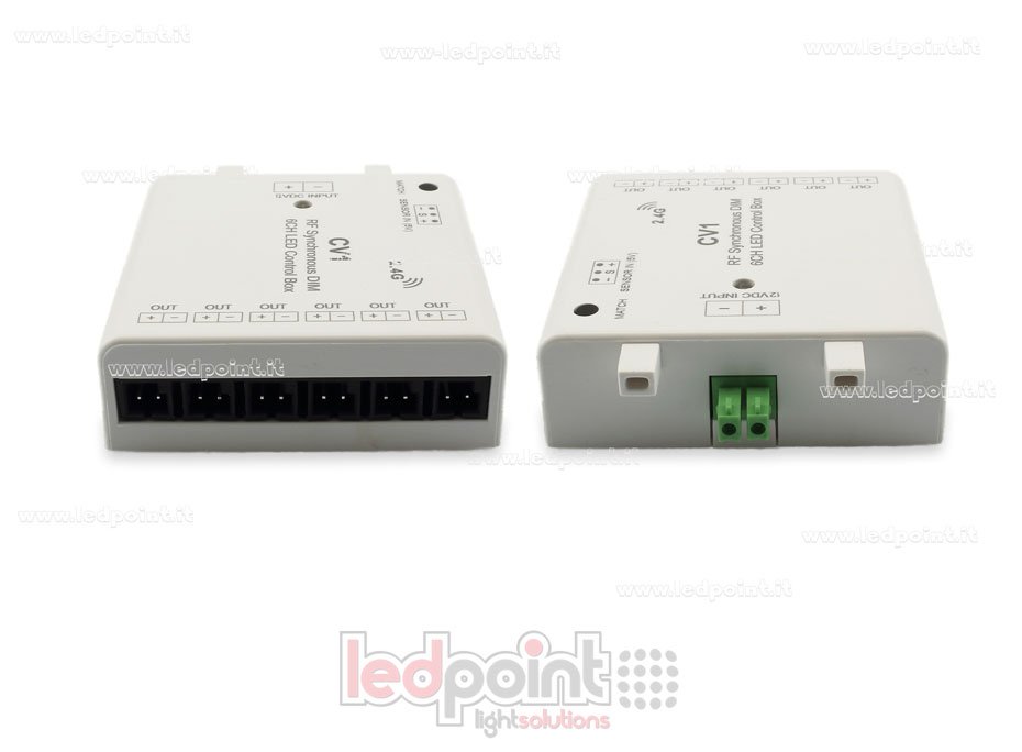 Interfaz dimmer 6ch 60W 12V-24V, RF 2.4GHz con entrada para sensor SK-CV1-12v