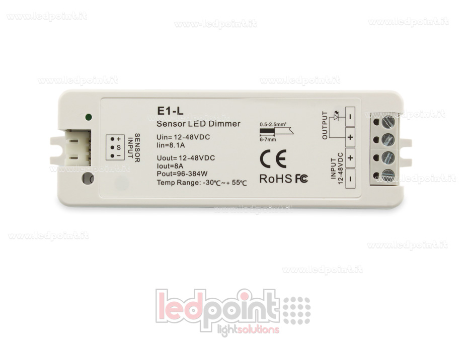Atenuador on/off monocromático con salida para sensores de 12/48V, 1chx8A SK-E1-L Atenuador on/off monocromático con salida para sensores de 12/48V, 1chx8A SK-E1-L