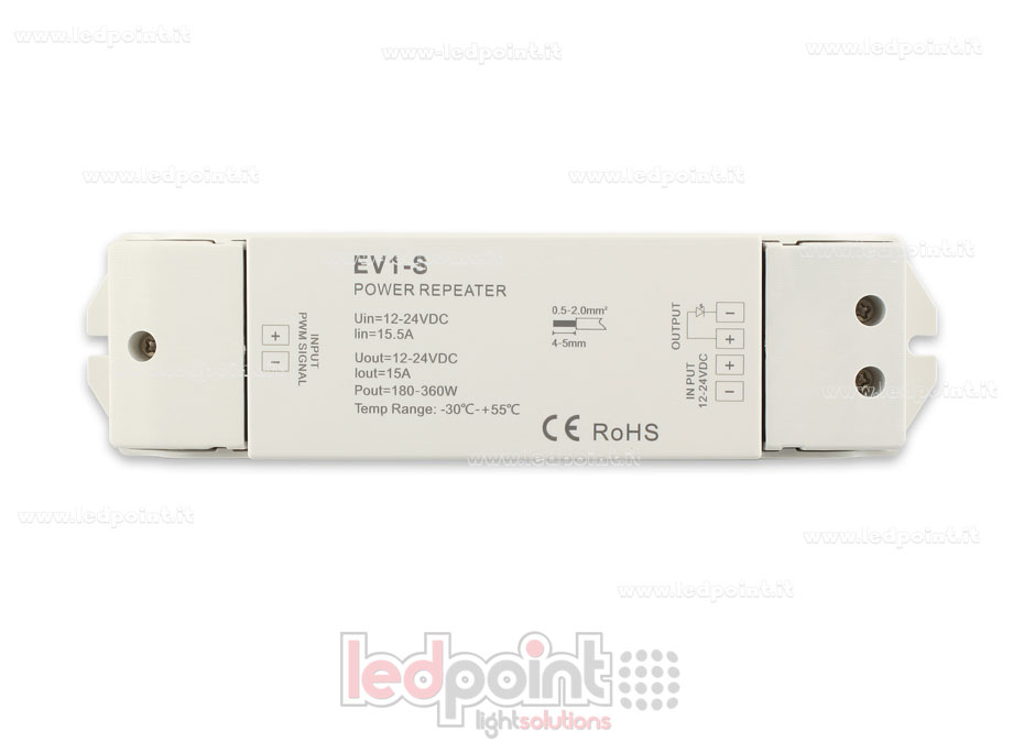 Amplificador monocromático 12-24V 15A 1 canal SK-EV1-S Amplificador monocromático 12-24V 15A 1 canal SK-EV1-S