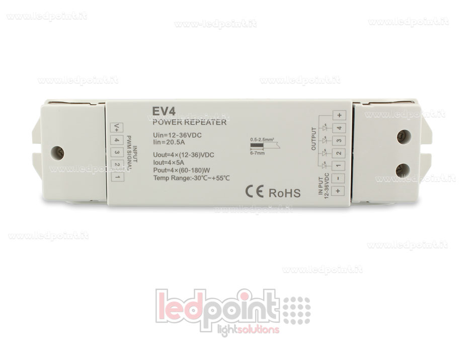Amplificador RGB 12-36V 20A (4 canales de 6A) SK-EV4