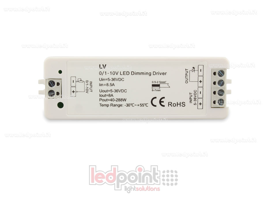 Monocromo 0 / 1-10V receptor, voltaje constante 5/36V, 1ch*8A SK-LV
