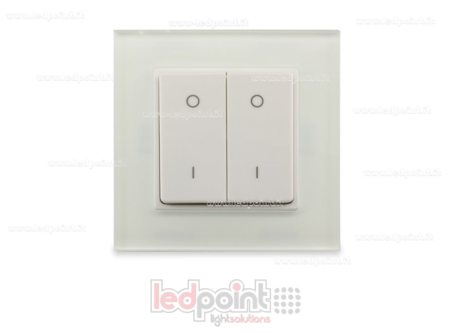 Mando de pared en vidrio 86x86mm monocromático 2 zonas RF2.4G SK-PF1-2(G)