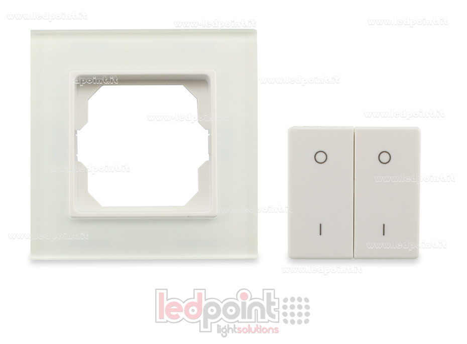 Mando de pared en vidrio 86x86mm monocromático 2 zonas RF2.4G SK-PF1-2(G)