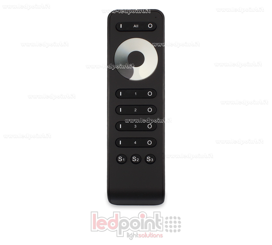 Mando a distancia monocromático 4 zonas, 3 escenas, negro 13 teclas, RF2.4G SK-RS1 Mando a distancia monocromático 4 zonas, 3 escenas, negro 13 teclas, RF2.4G SK-RS1