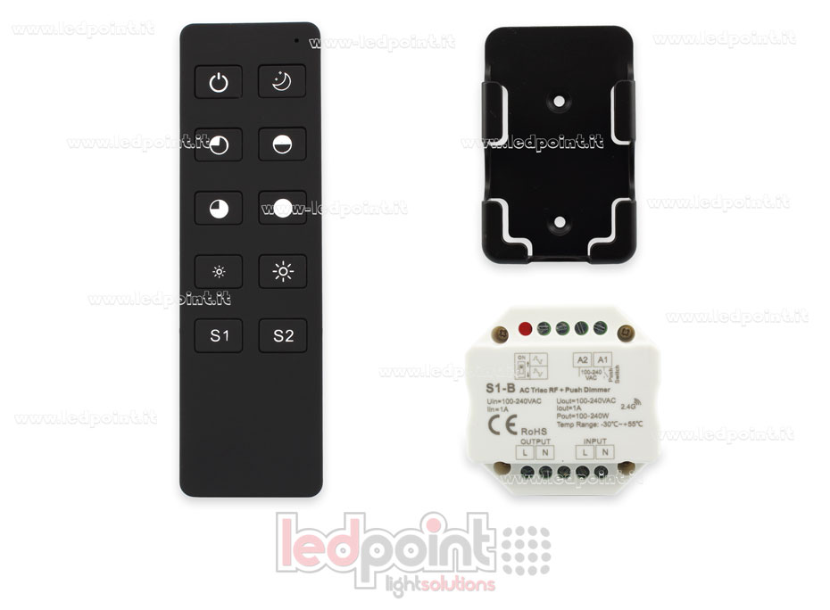 Kit mando + controlador monocromático con interruptor triac 100/230V, RF 2.4G SK-S1-B+R1