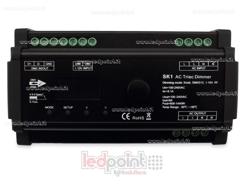 Triac AC DMX512 descodificador, 1 canale de 1A, para carril DIN SK-SK1 Triac AC DMX512 descodificador, 1 canale de 1A, para carril DIN SK-SK1