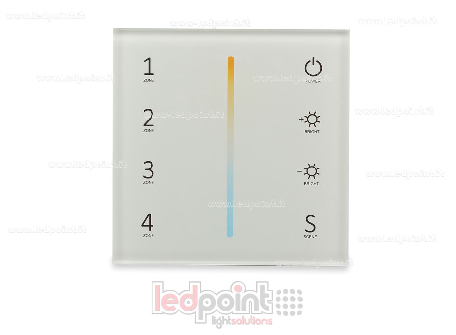 Master DMX y mando CCT de pared, 86x86mm, 4 zonas 3 escenas, RF2.4G SK-T12-1 Master DMX y mando CCT de pared, 86x86mm, 4 zonas 3 escenas, RF2.4G SK-T12-1