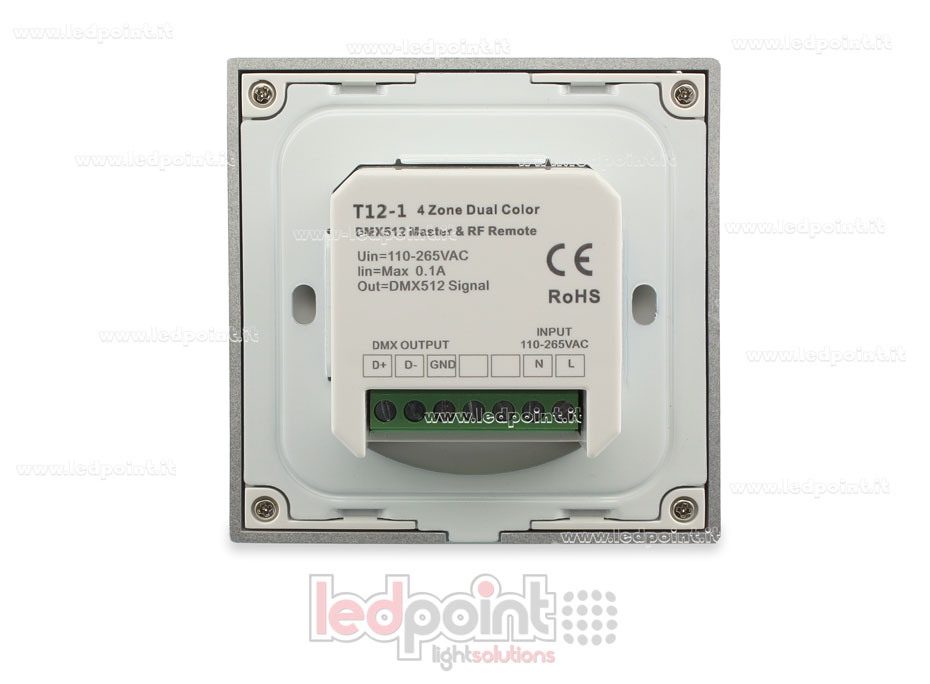 Master DMX y mando CCT de pared, 86x86mm, 4 zonas 3 escenas, RF2.4G SK-T12-1