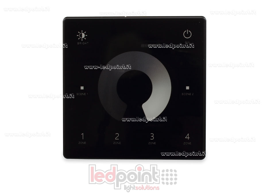 Mando a distancia de pared slim, monocromo, a pilas, negro, 4 zonas RF2.4G SK-TW1-4-B Mando a distancia de pared slim, monocromo, a pilas, negro, 4 zonas RF2.4G SK-TW1-4-B