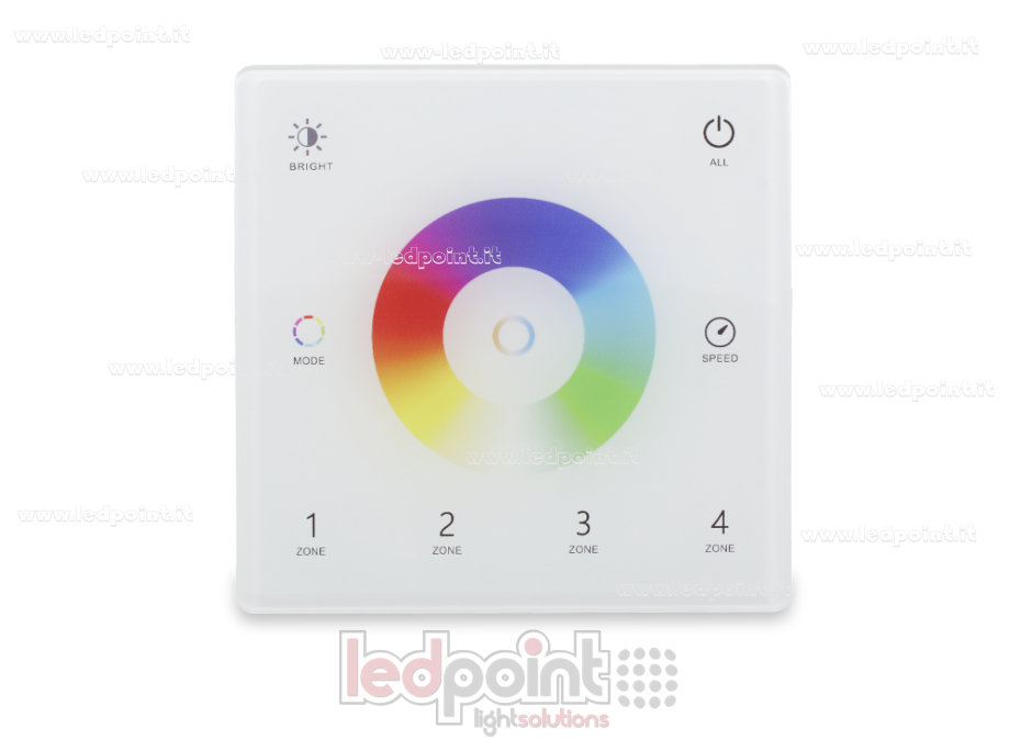 Mando a distancia de pared slim, RGB+CCT, a pilas, blanco, 4 zonas RF2.4G SK-TW5-4-W Mando a distancia de pared slim, RGB+CCT, a pilas, blanco, 4 zonas RF2.4G SK-TW5-4-W
