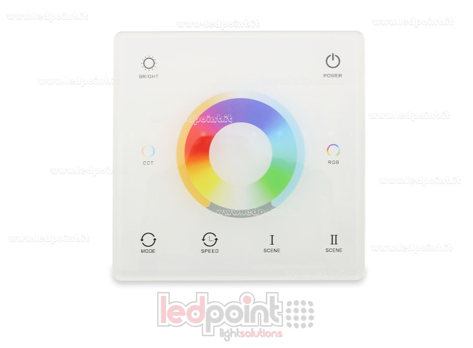 Mando de pared RF2.4G, RGB+CCT slim, blanco, alimentado por batería, monozona SK-TW5-W Mando de pared RF2.4G, RGB+CCT slim, blanco, alimentado por batería, monozona SK-TW5-W