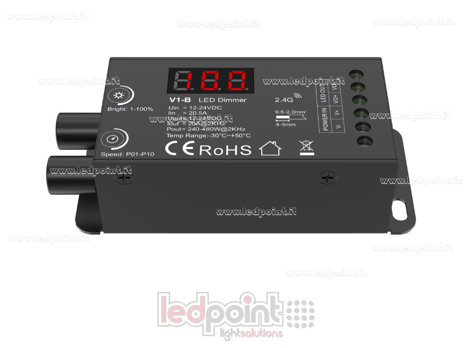 Controlador con doble mando y pantalla 1ch*20A 12-24V SK-V1-B