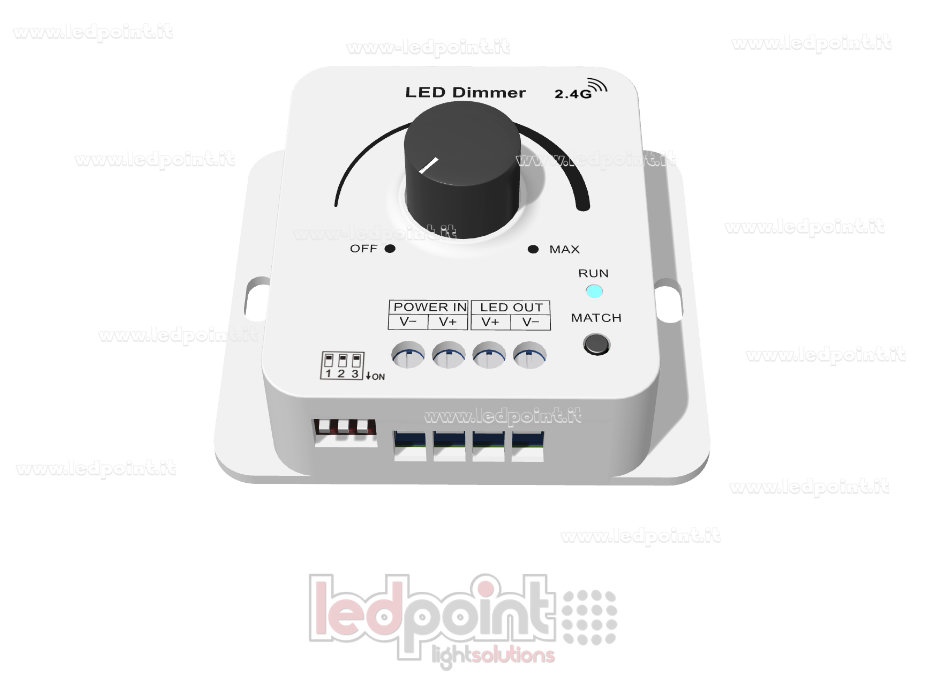 12/48V, 1ch*8A dimmer monocromo con mando giratorio y frecuencia PWM seleccionable SK-V1-KS