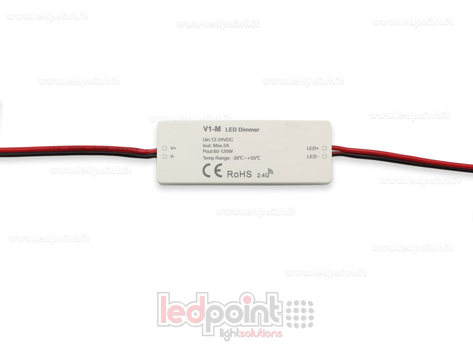 Mini dimmer receptor monocromático 12/24V, 1ch 5A/CH SK-V1-M Mini dimmer receptor monocromático 12/24V, 1ch 5A/CH SK-V1-M