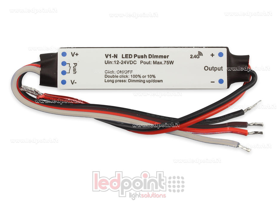Mini dimmer monocromático con interruptor 12/24V, 1ch 3A/CH, RF 2.4G para instalación en perfiles de aluminio  SK-V1-N
