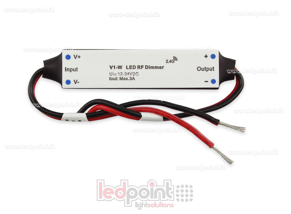 Mini dimmer receptor para instalación en perfiles de aluminio, monocromático, 12/24V, 1ch 3A/CH, RF 2.4G SK-V1-W Mini dimmer receptor para instalación en perfiles de aluminio, monocromático, 12/24V, 1ch 3A/CH, RF 2.4G SK-V1-W