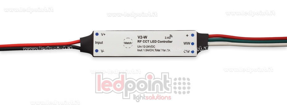 Mini dimmer receptor para instalación en perfiles de aluminio, CCT, 12/24V, 2ch 1,5A/CH, RF 2.4G SK-V2-W Mini dimmer receptor para instalación en perfiles de aluminio, CCT, 12/24V, 2ch 1,5A/CH, RF 2.4G SK-V2-W