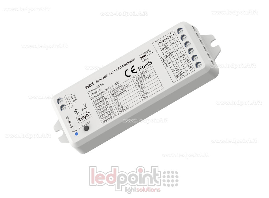 Controlador Bluetooth y RF 2.4G, RGB+CCT, RGBW, RGB, CCT y monocromático SK-WB5